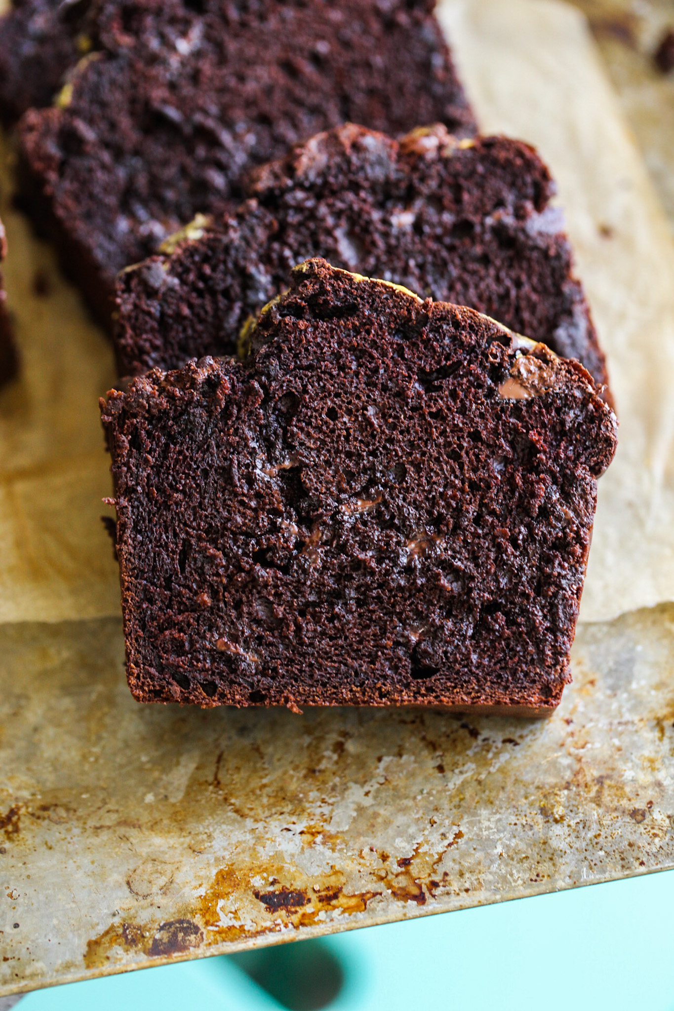 one slice of fluffy chocolate loaf