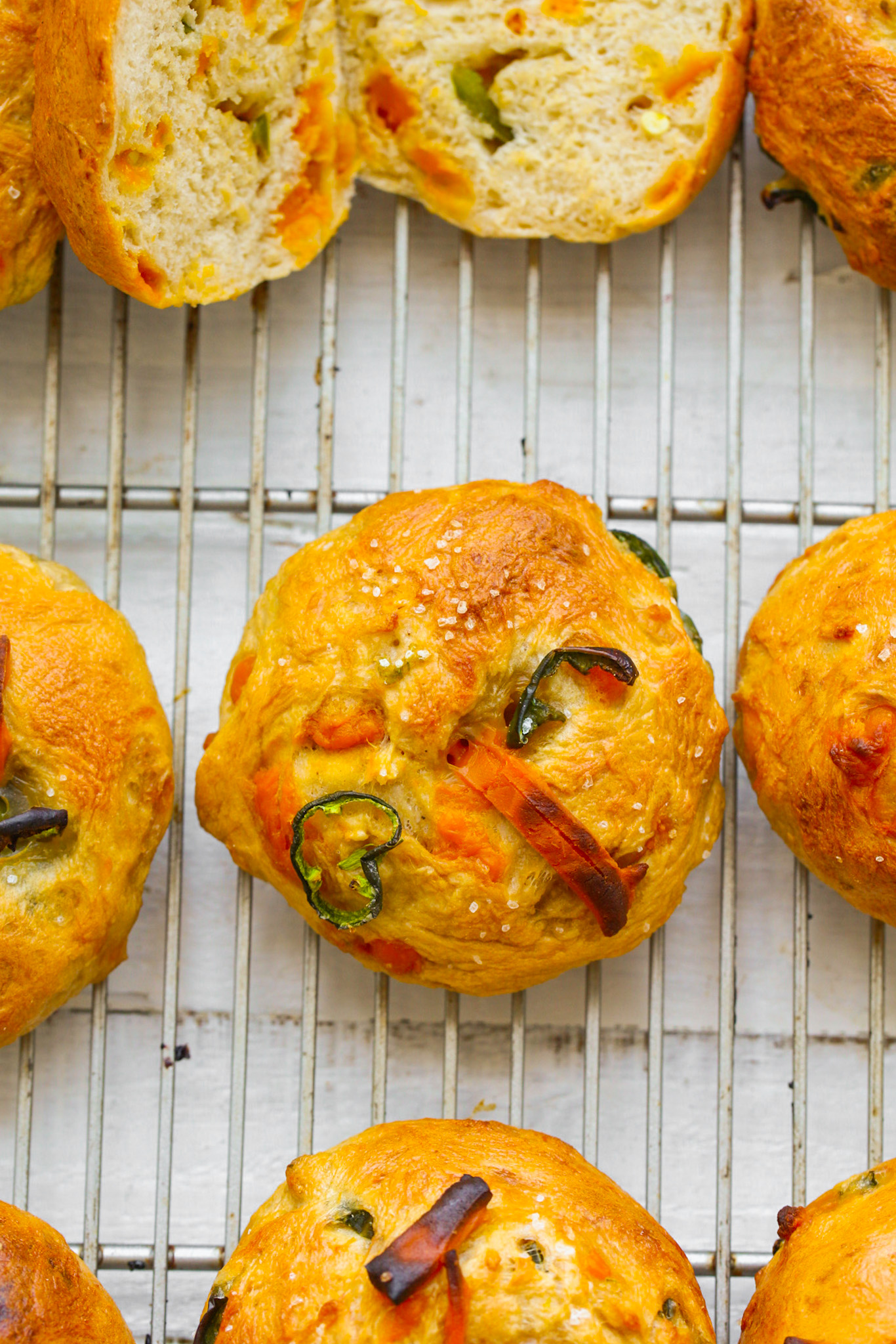 Cooling on rack, Jalapeño Cheddar Bagels