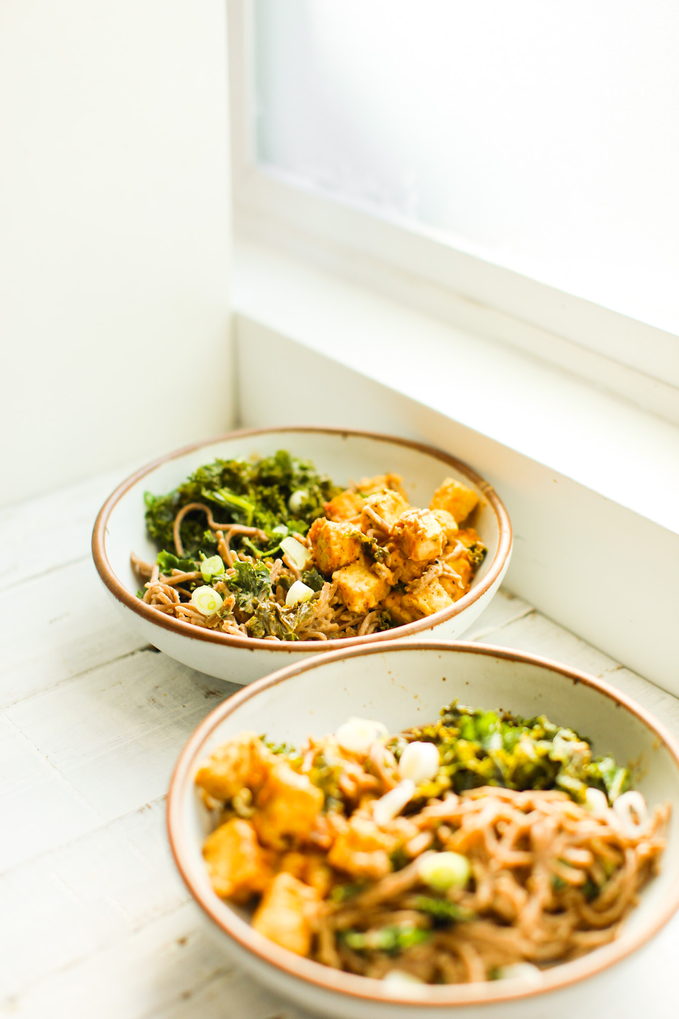 peanut tempeh kale noodles