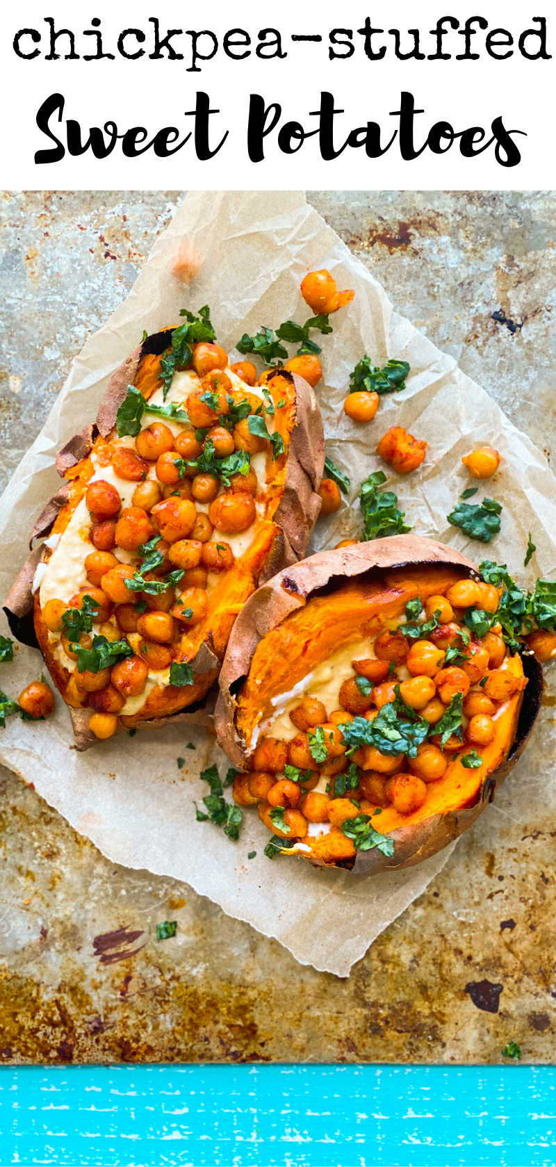 chickpea stuffed sweet potatoes