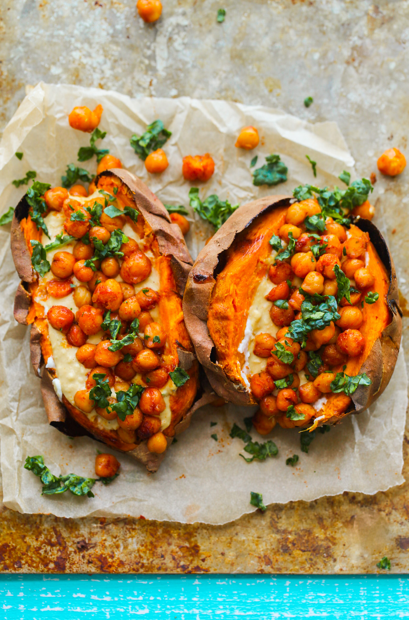 chickpea-stuffed sweet potatoes