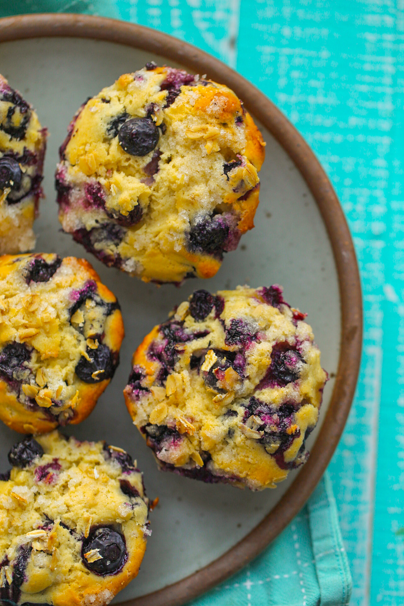 fresh blueberry muffins on a plate