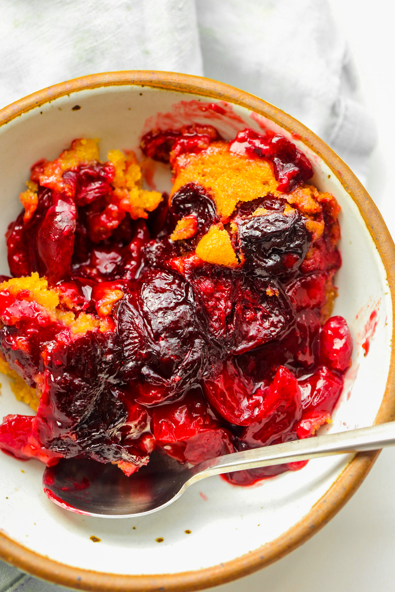 Fresh Cherry Cobbler in a bowl