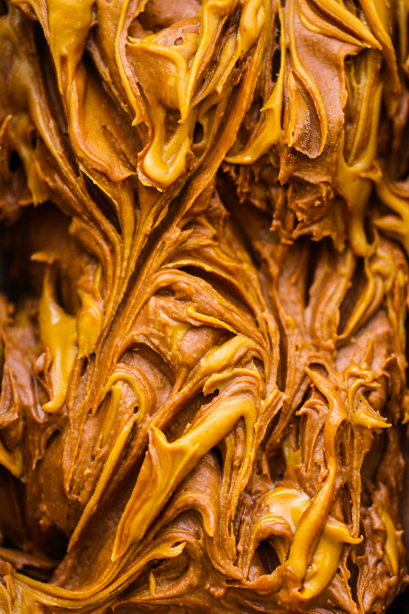 peanut butter swirled into chocolate ice cream