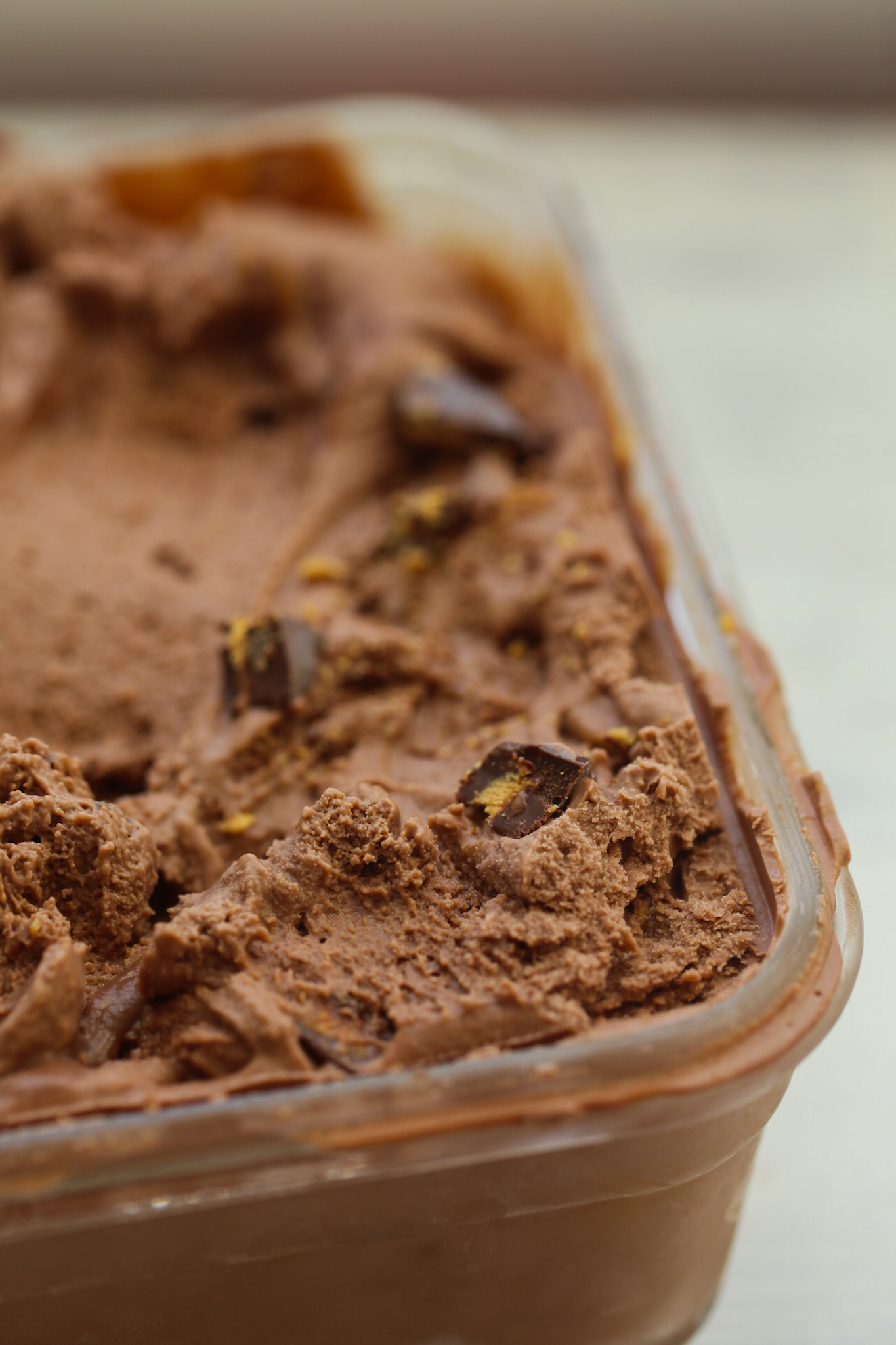 vegan chocolate peanut butter ice cream, ready to scoop