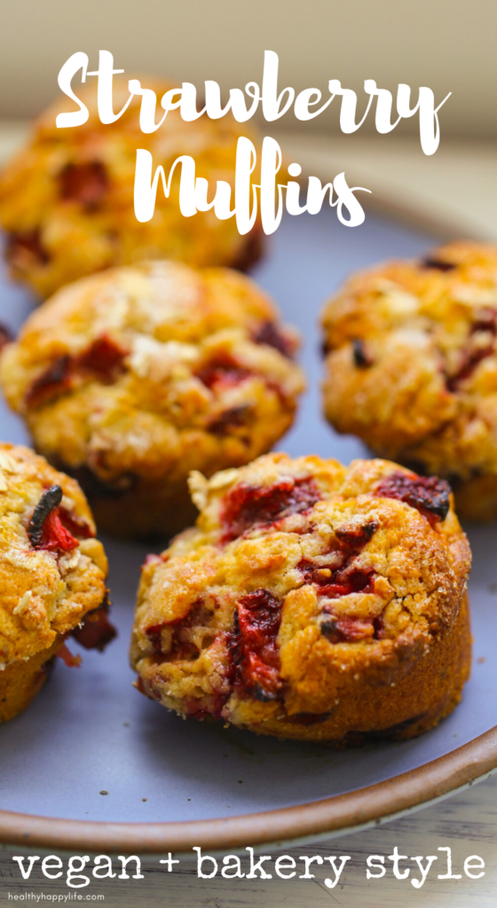 vegan strawberry muffins pin