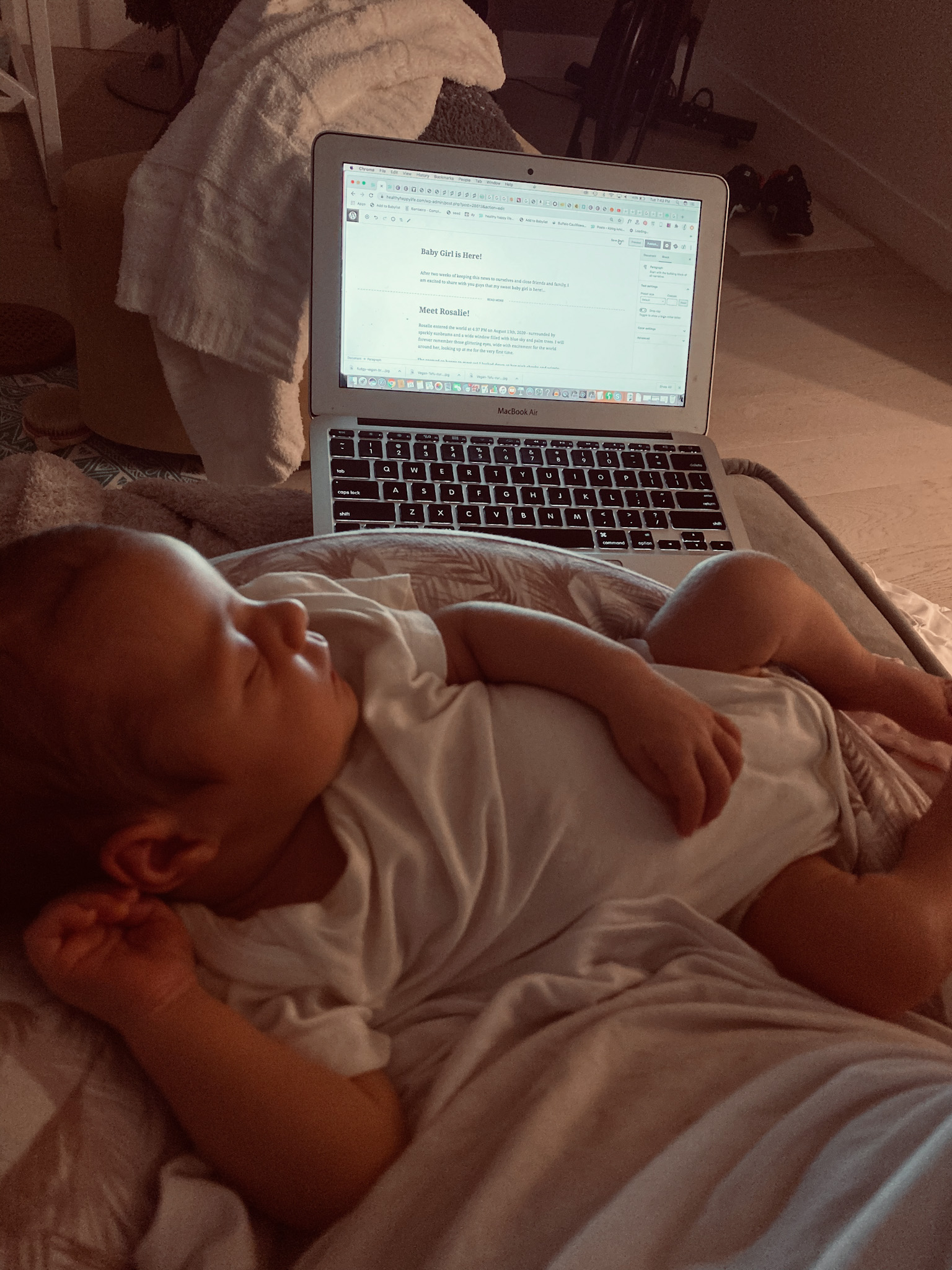 baby helping blogpost laptop