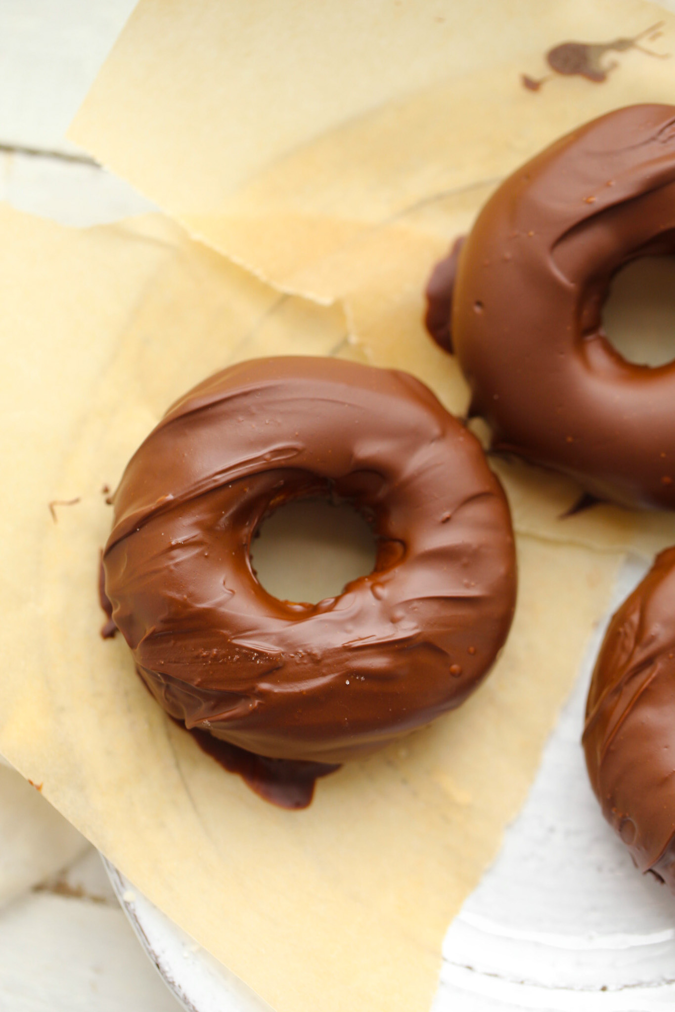 cooled chocolate frosted donuts