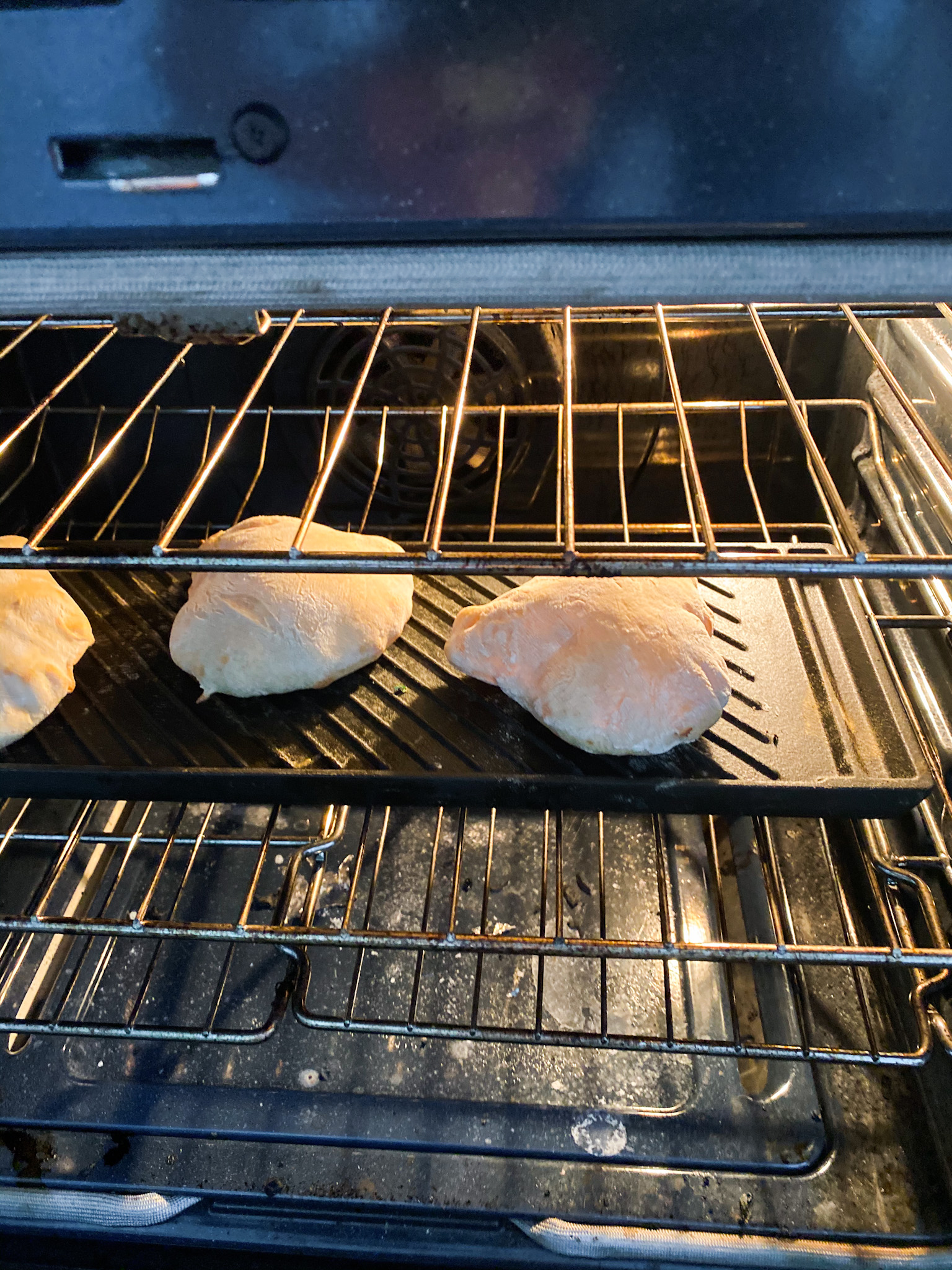 pita bread in the oven