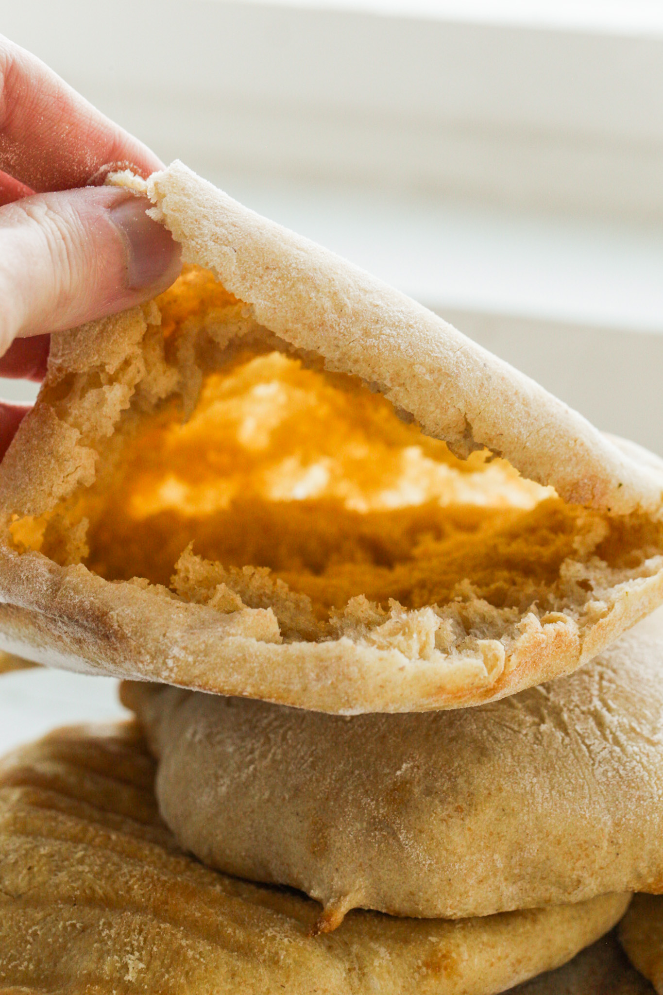 pocket in homemade pita bread