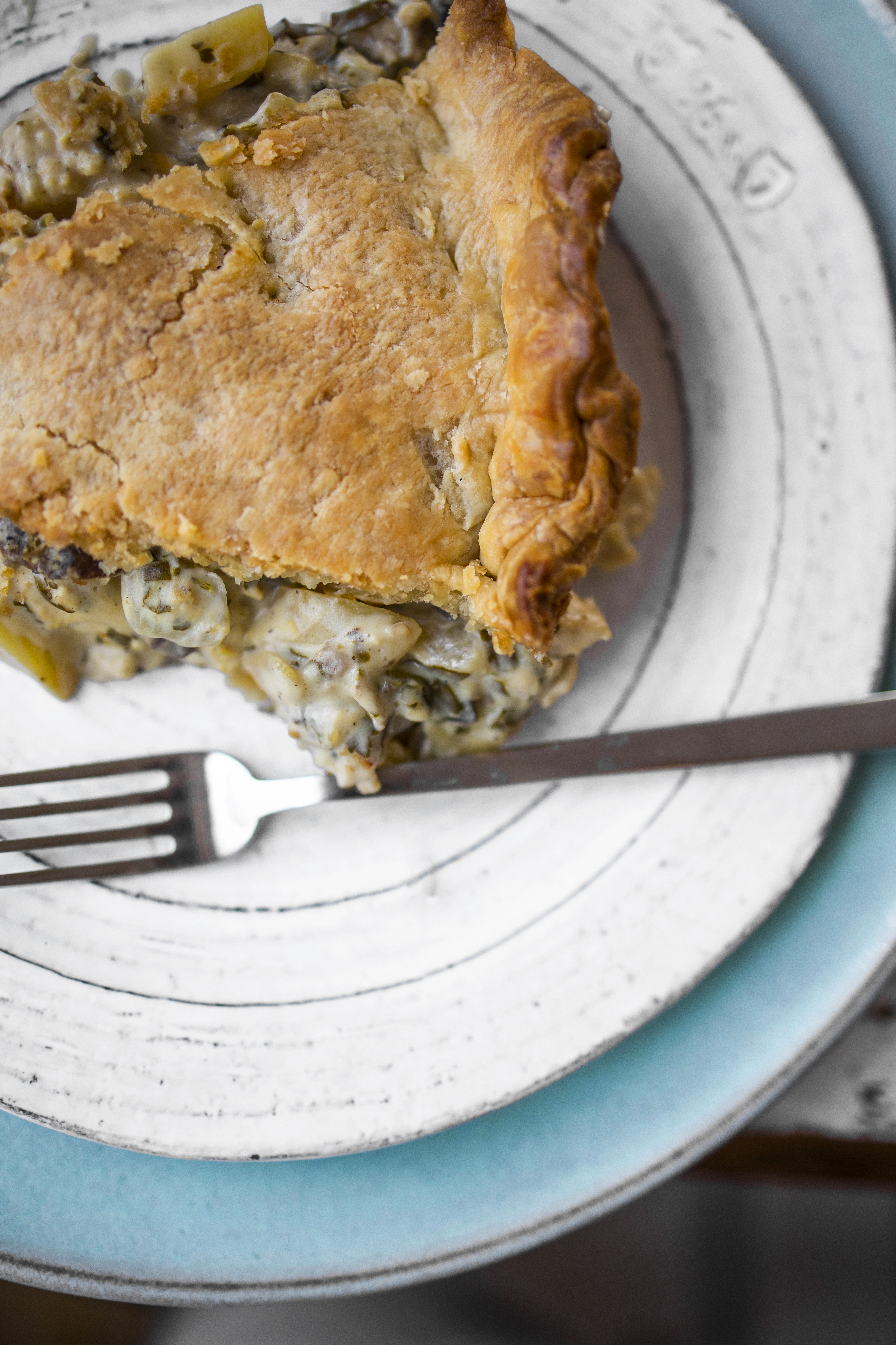 Mushroom Potato Pot Pie slice