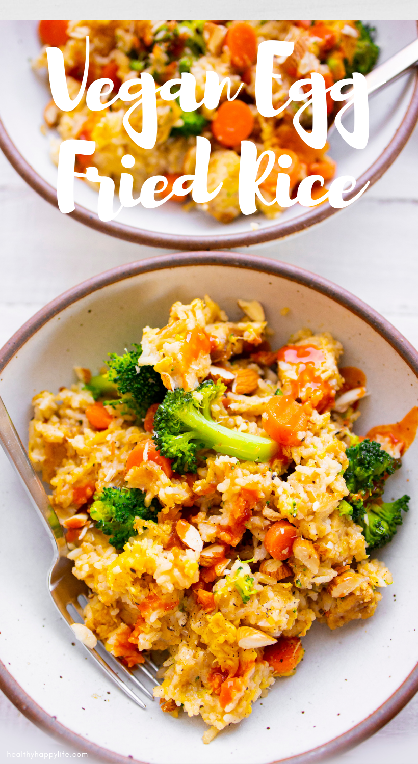 Vegan Egg Fried Rice With Veggies - Healthyhappylife.com