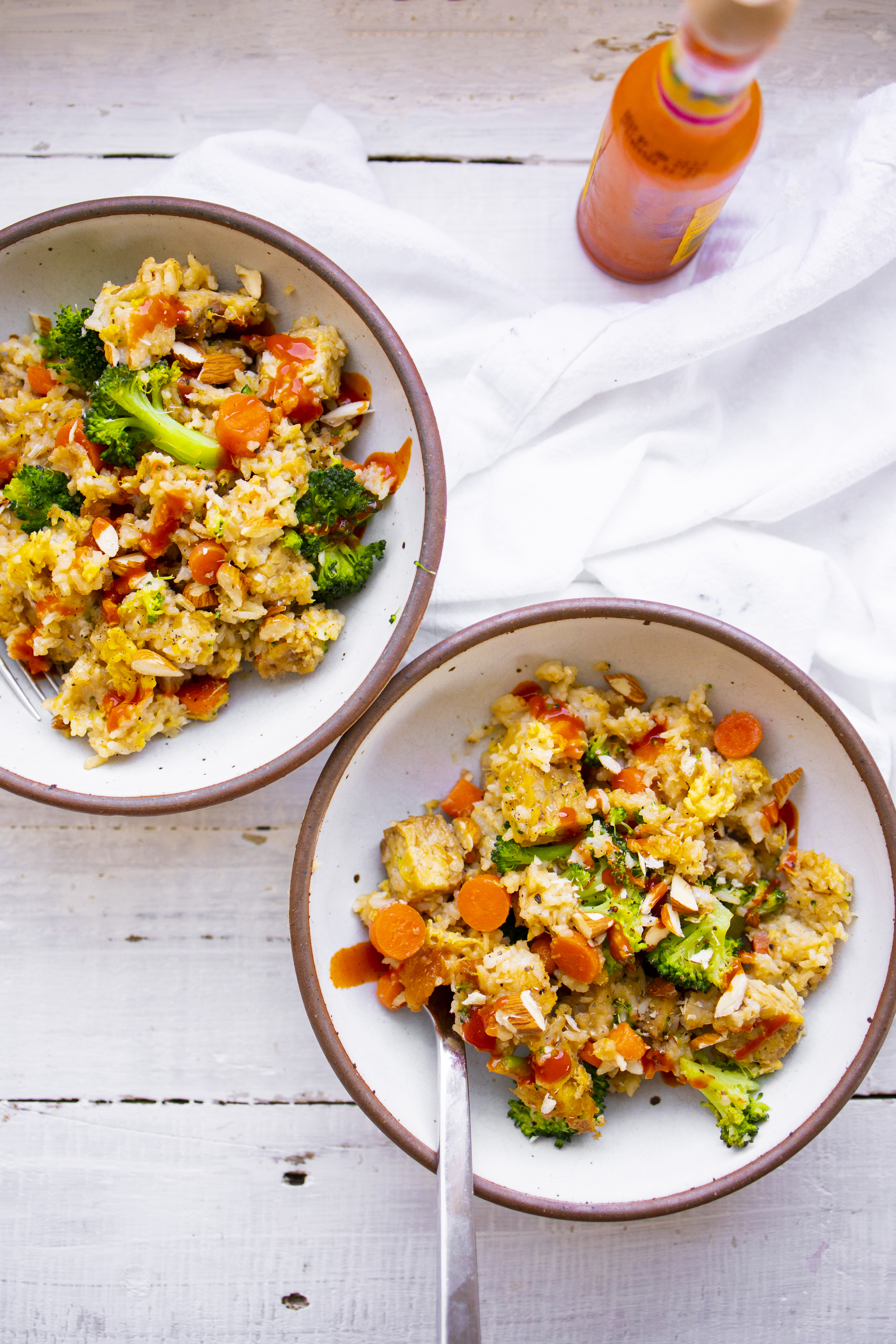 bowls of Vegan Egg Fried Rice