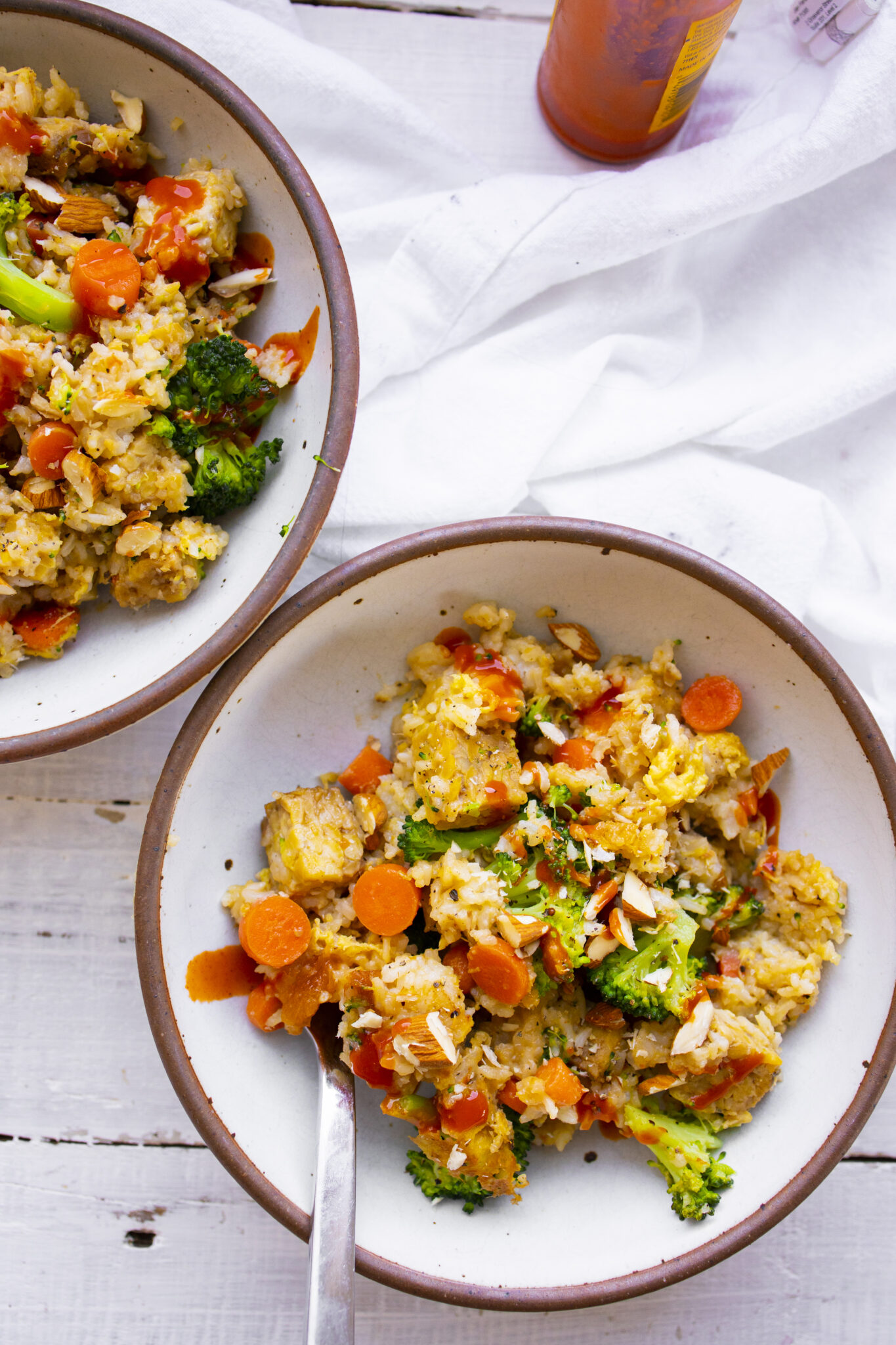 Vegan Egg Fried Rice with Veggies - HealthyHappyLife.com