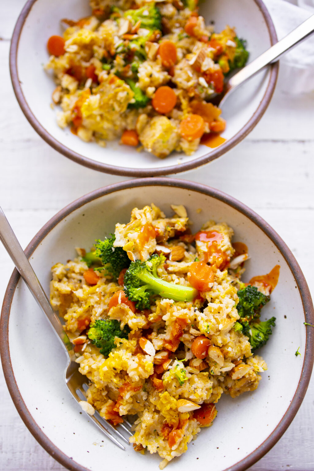 Vegan Egg Fried Rice with Veggies - HealthyHappyLife.com