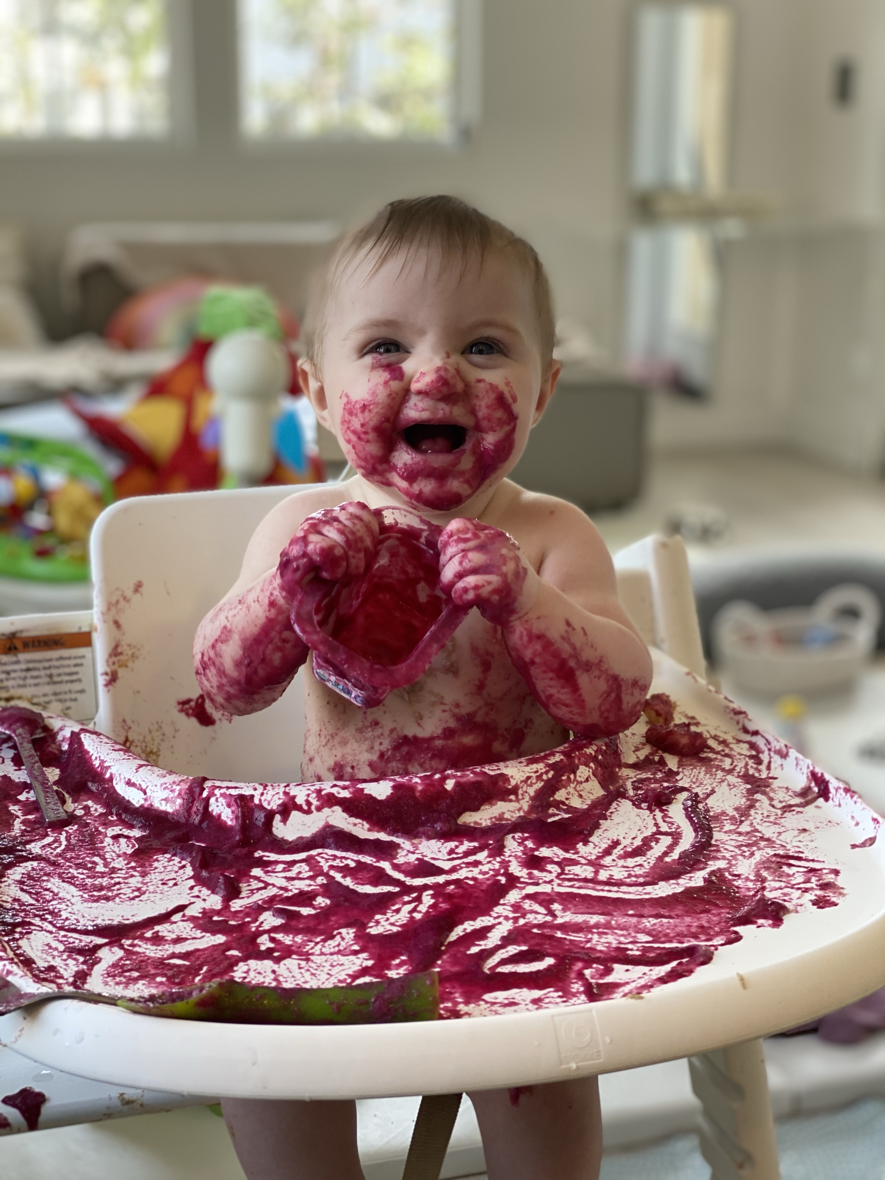 messy baby eating