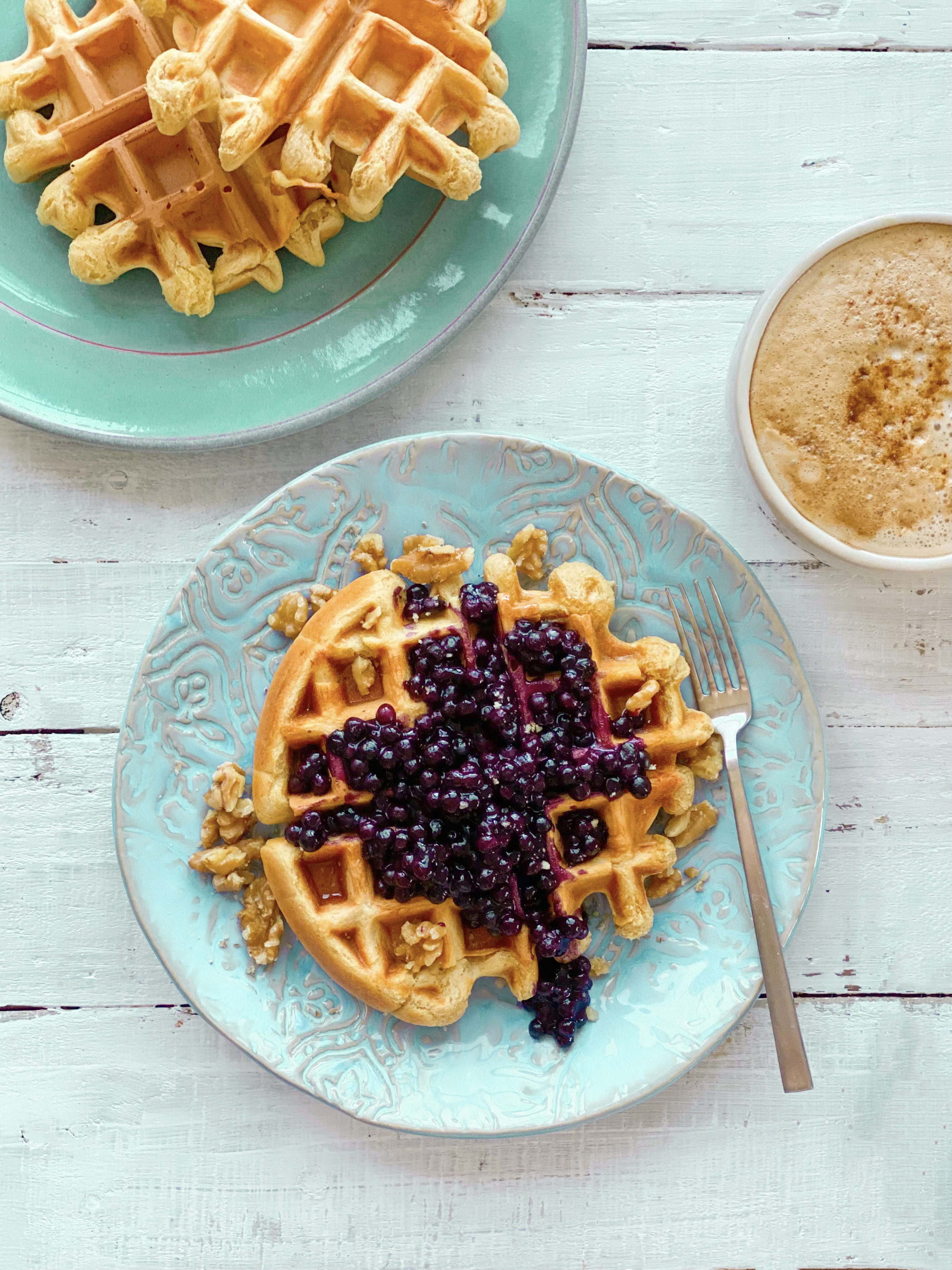 blueberry-topped waffles