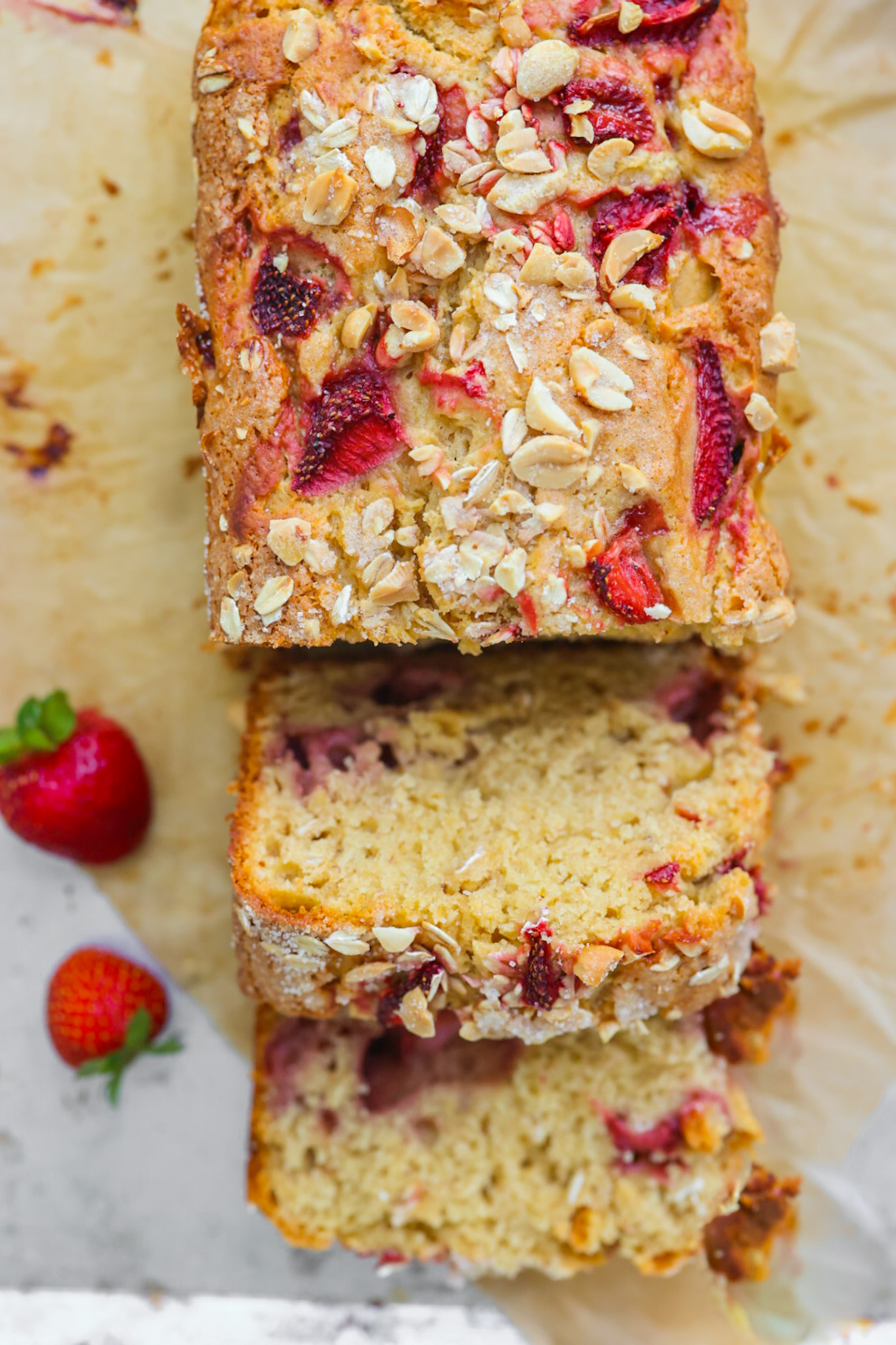 sliced loaf bread strawberries