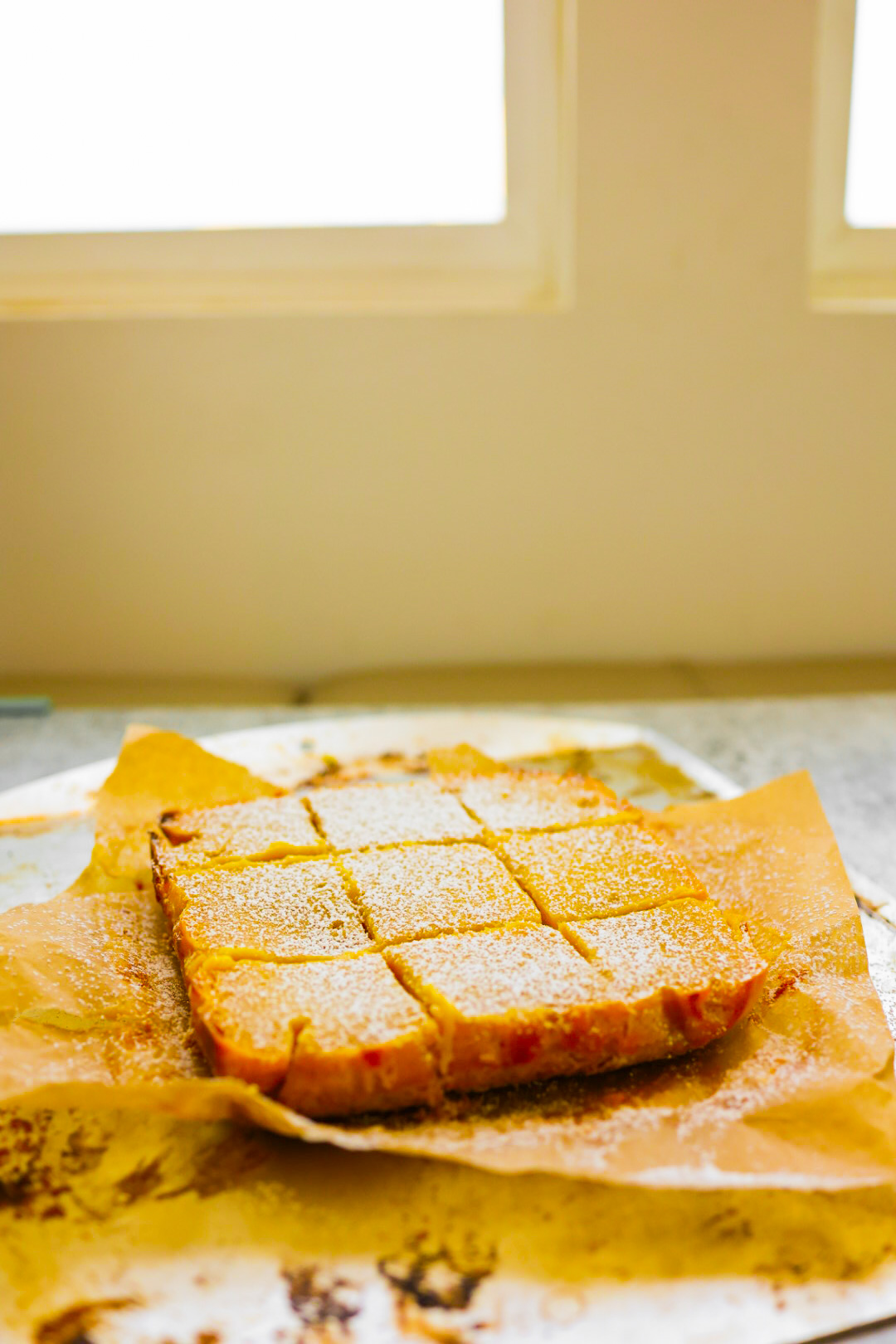 Vegan Lemon Bars from oven