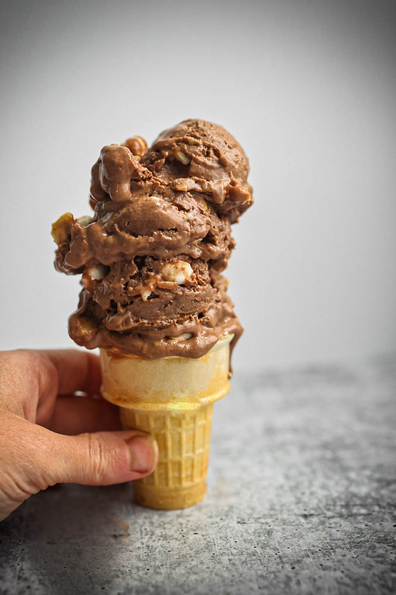 rocky road ice cream cone