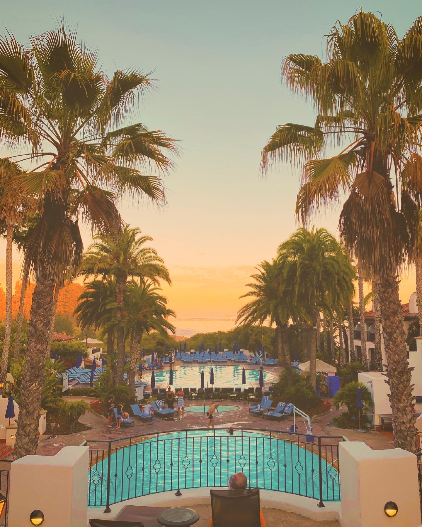 baccarat Santa Barbara pool at sunset 