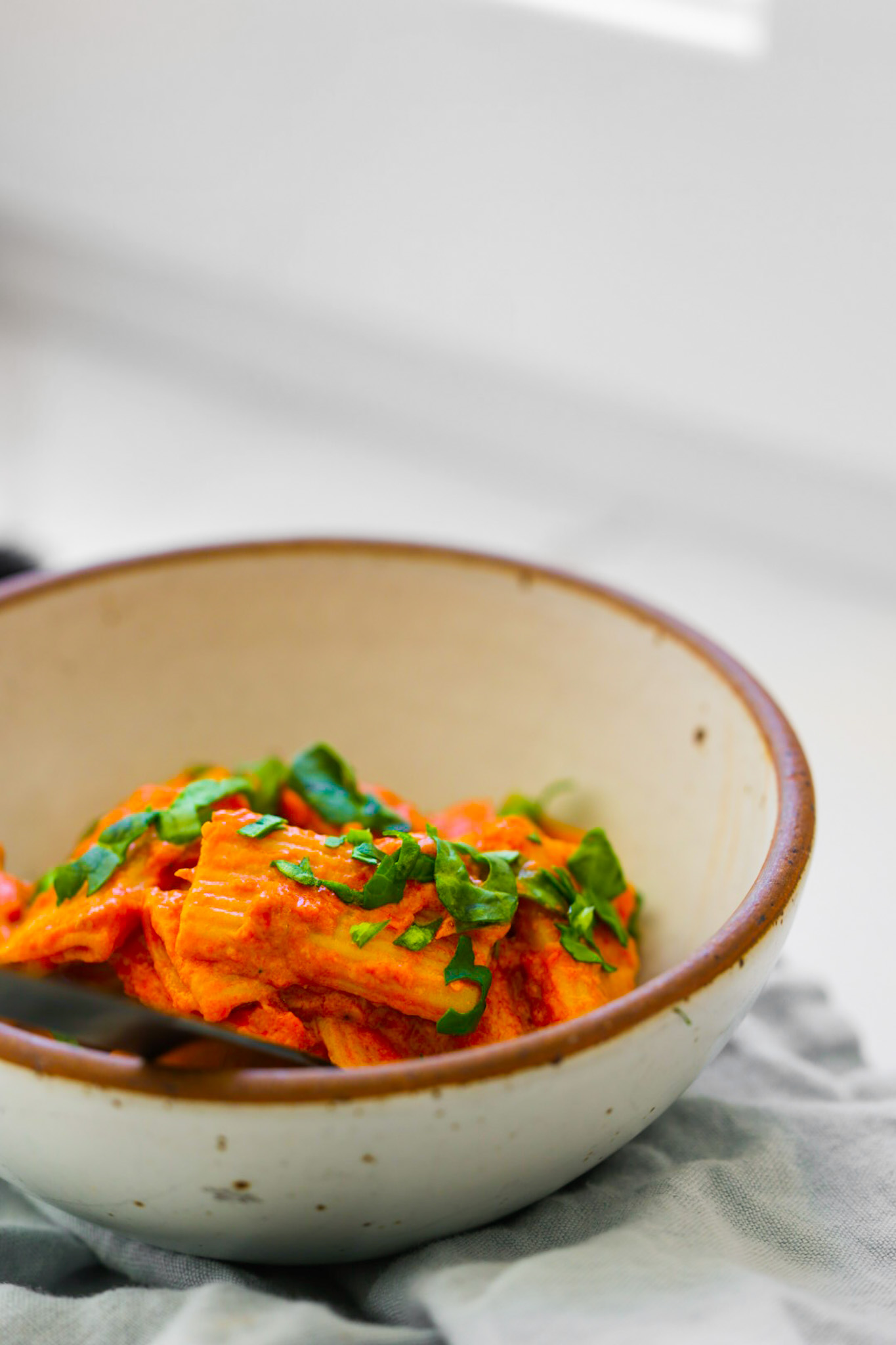 bowl of creamy tomato pasta