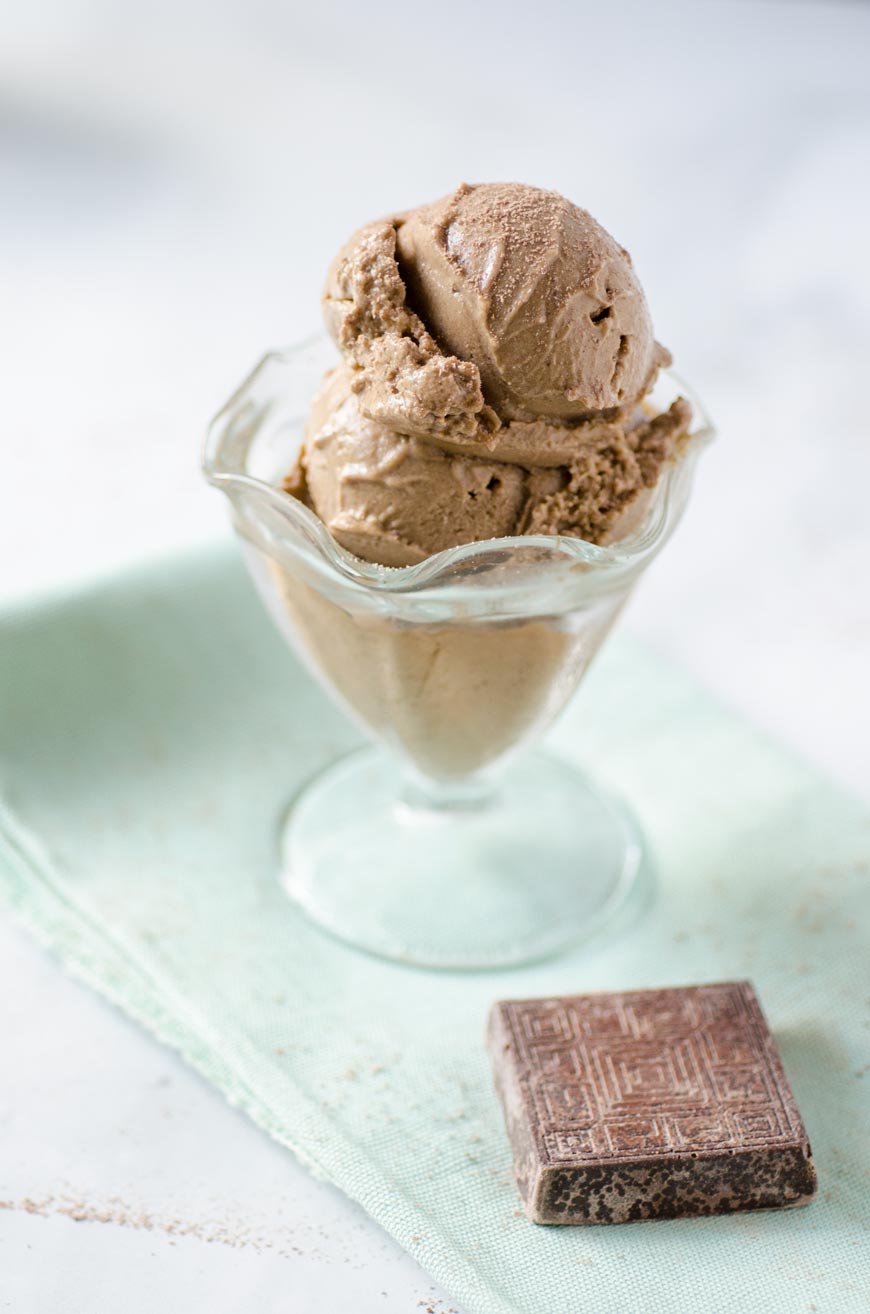 chocolate ice cream in glass