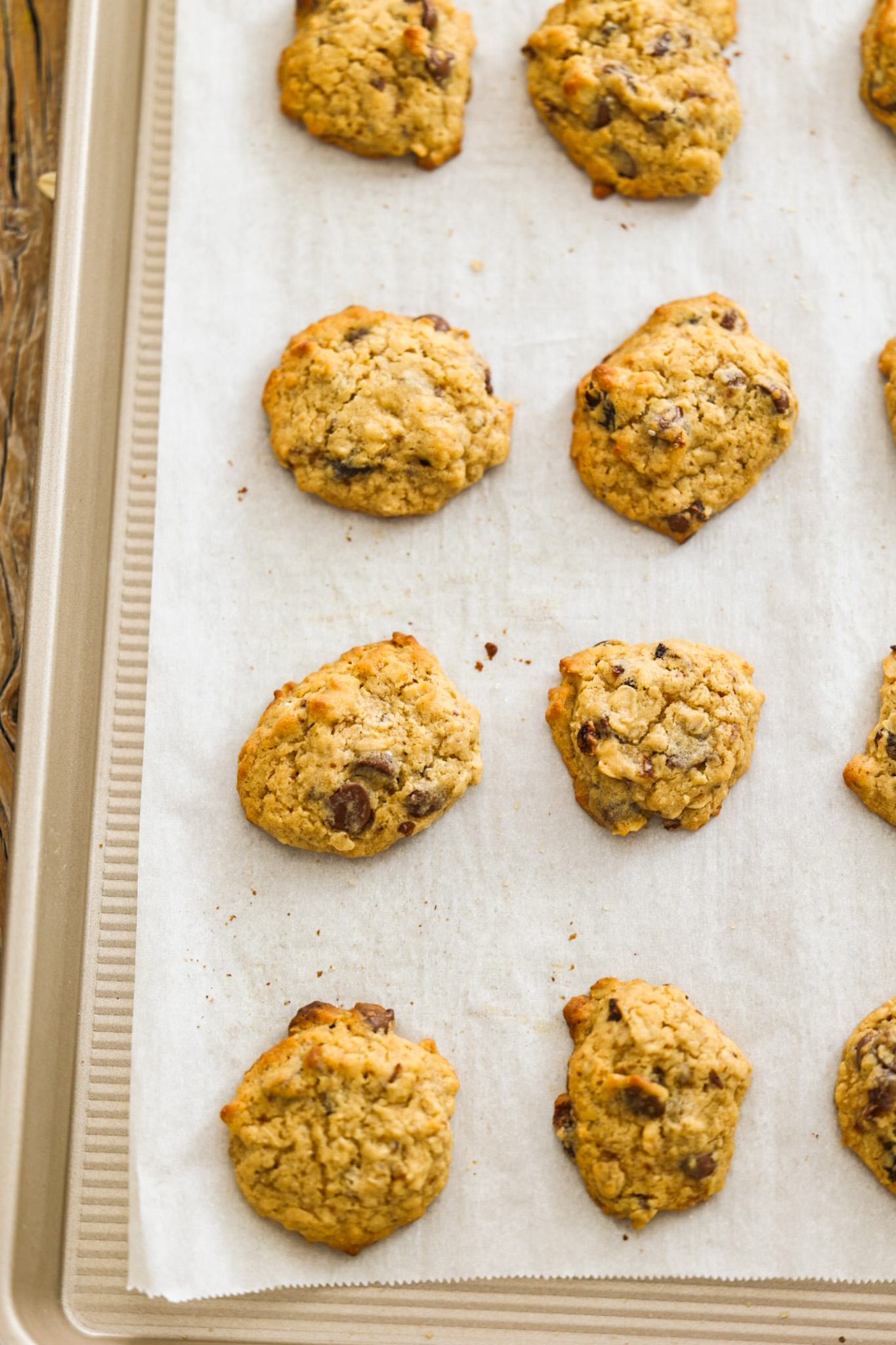 vegan oatmeal cookies on a baking sheet