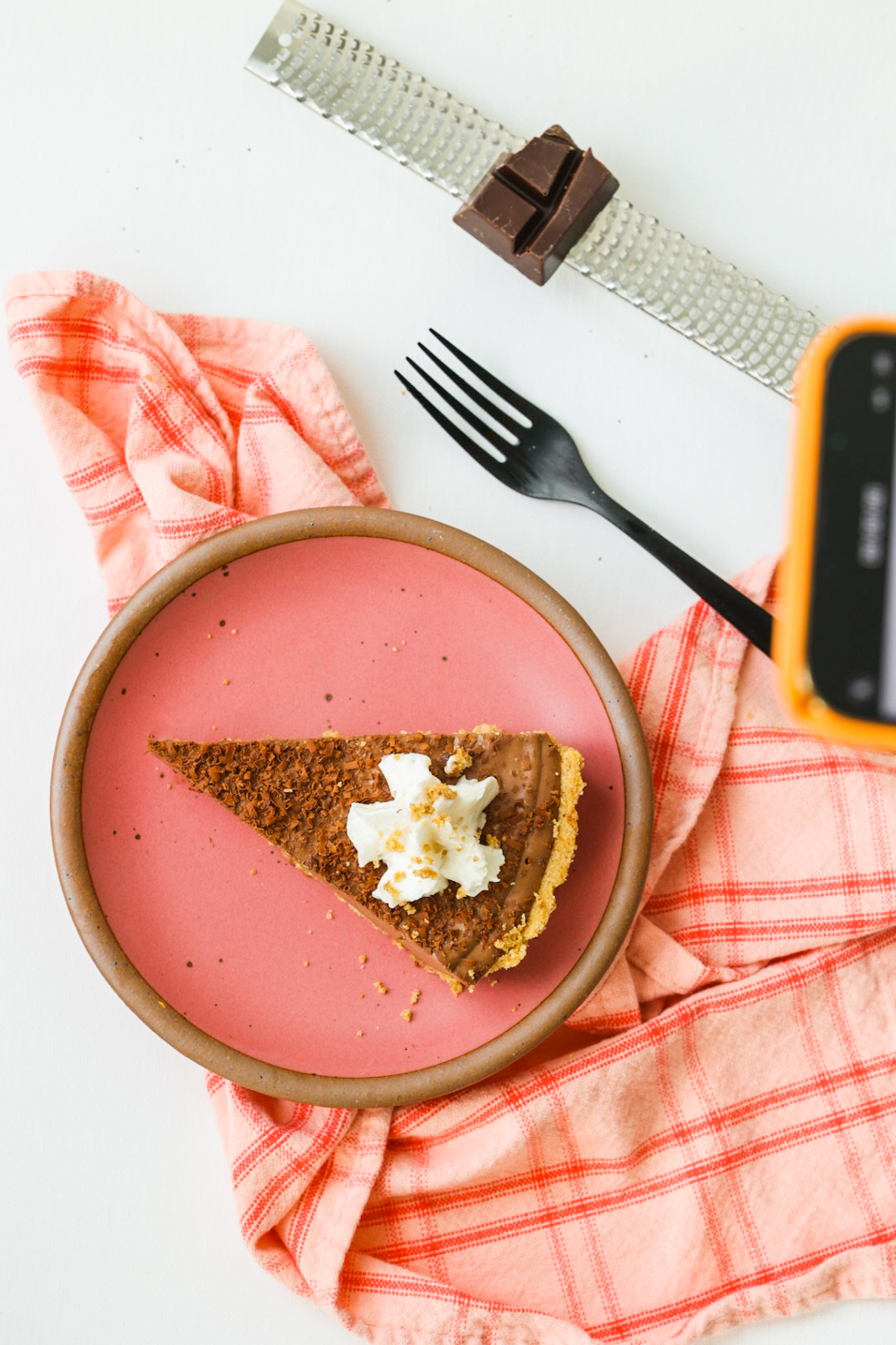 chocolate pie on a plate