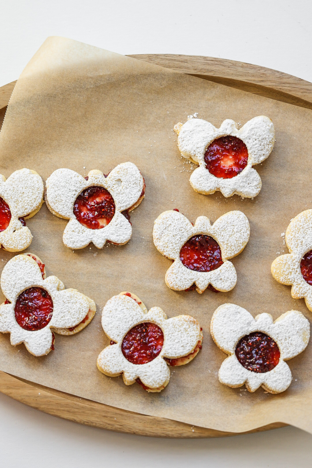 Vegan Linzer Cookies on tray