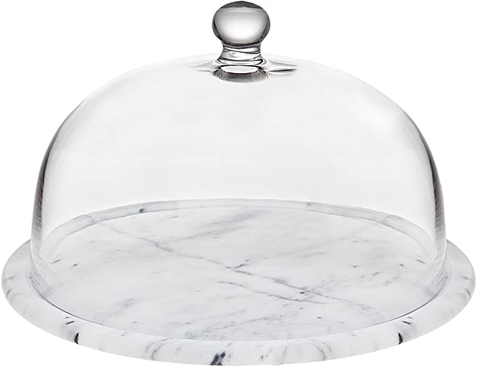 glass and marble bakery stand dome