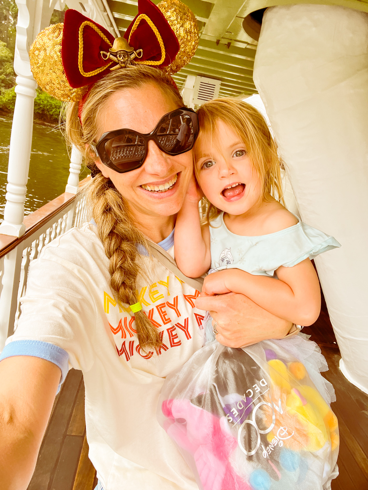 happiest mom and toddler on the ship columbia disneyland resort