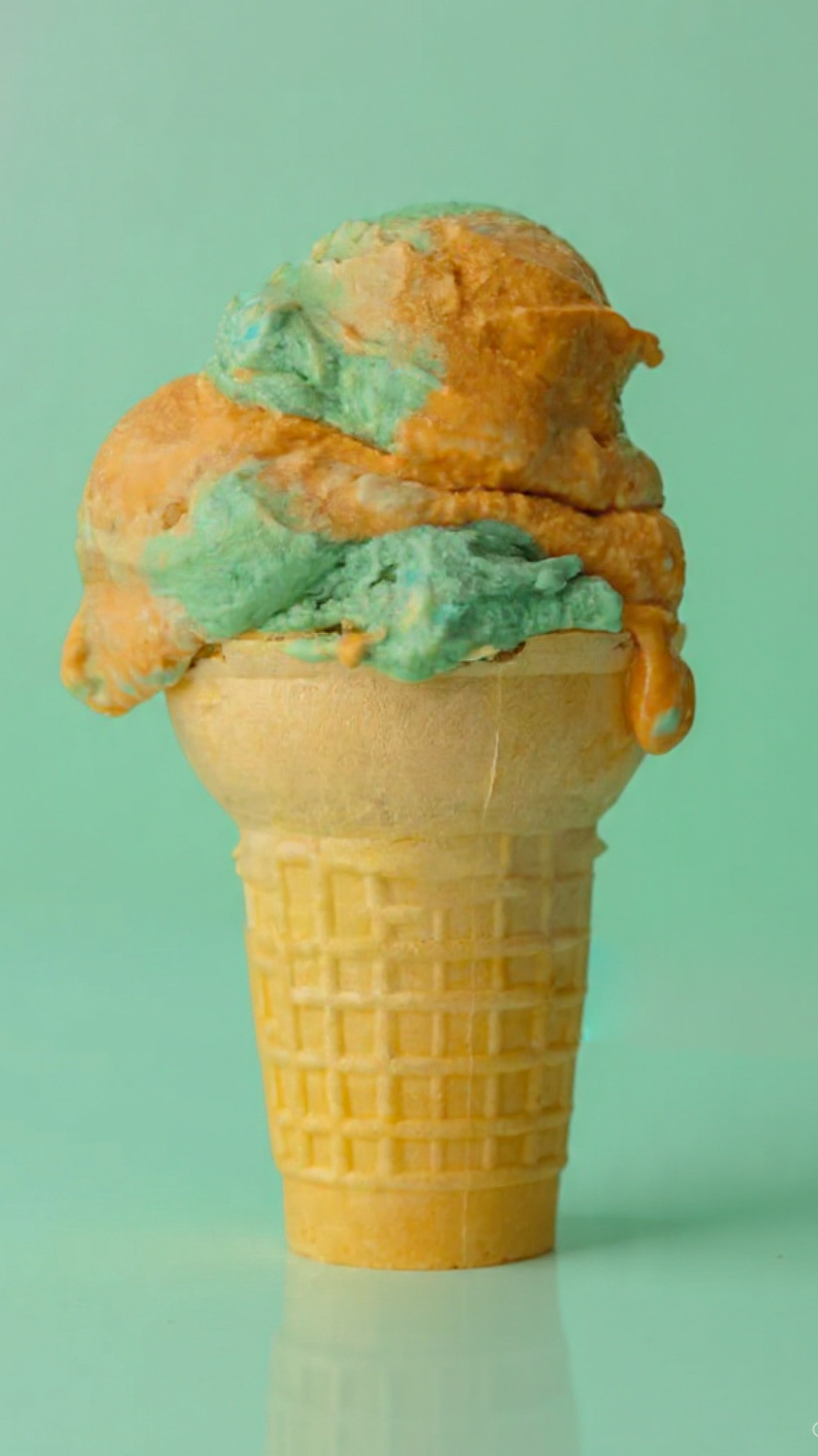 orange and teal swirled ice cream vegan